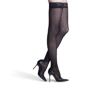 Sigvaris 711N Allure Style LACE 15-20 Compression THIGH Stockings SZ:ML Black